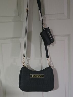 Brand New With Tags Black Bebe Crossbody Bag With Matching Change Purse